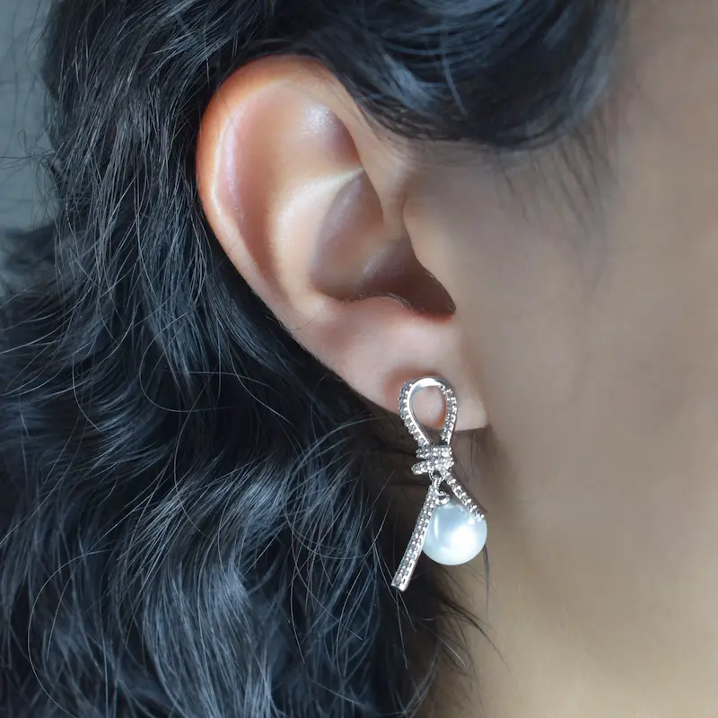 گوشوار مرواریدی طرح پاپیون کد36