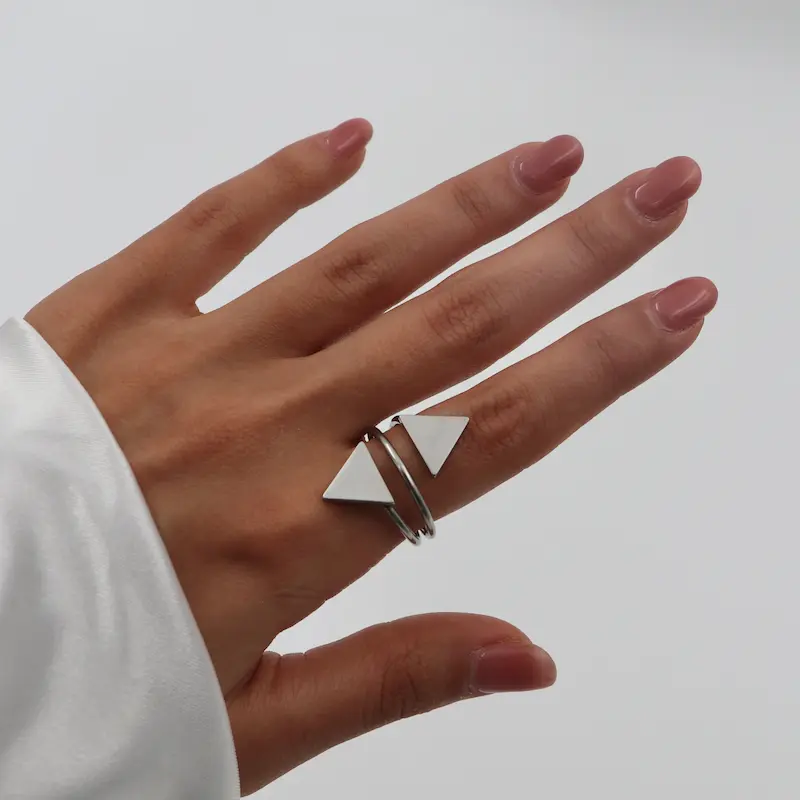 انگشتر استیل دوبل مثلث کد ۱۰۸