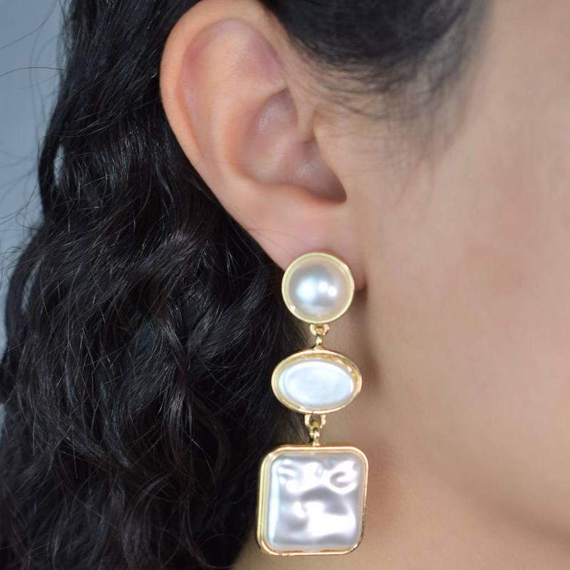 گوشوار مرواریدی آویز دار کد 17