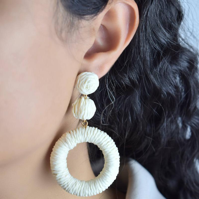 گوشوار حصیری آویز دار کد3