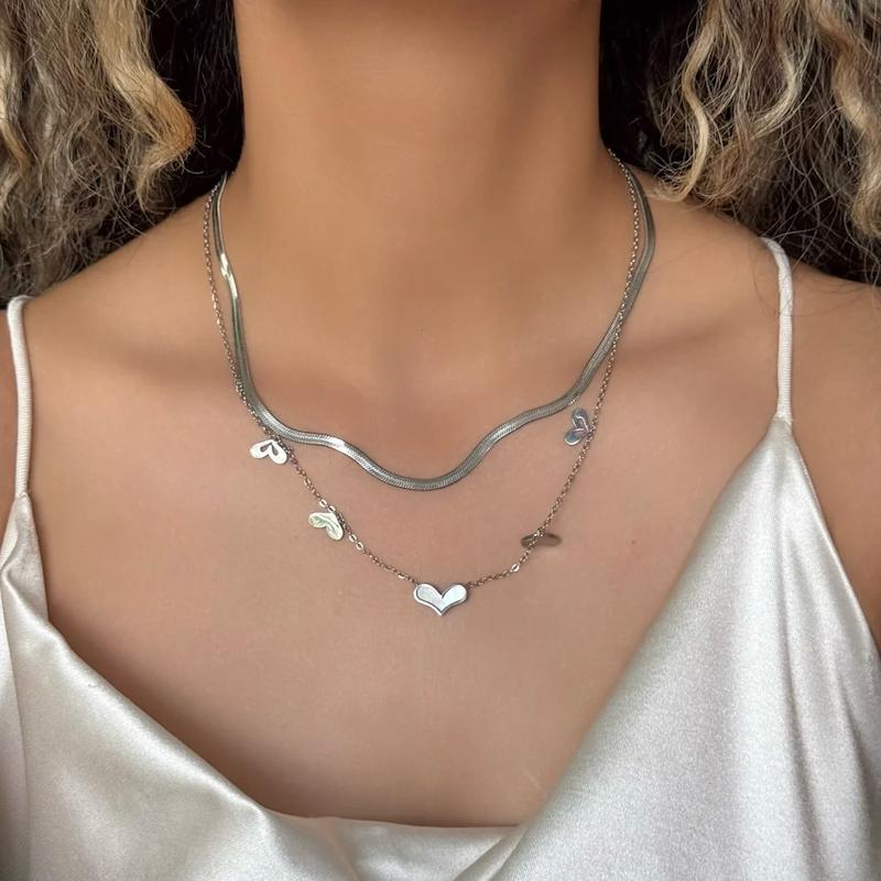 گردنبند دوبل طرح قلب