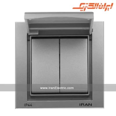 کلید دوپل دربدار IP44 برلیان رنگی ایران الکتریک