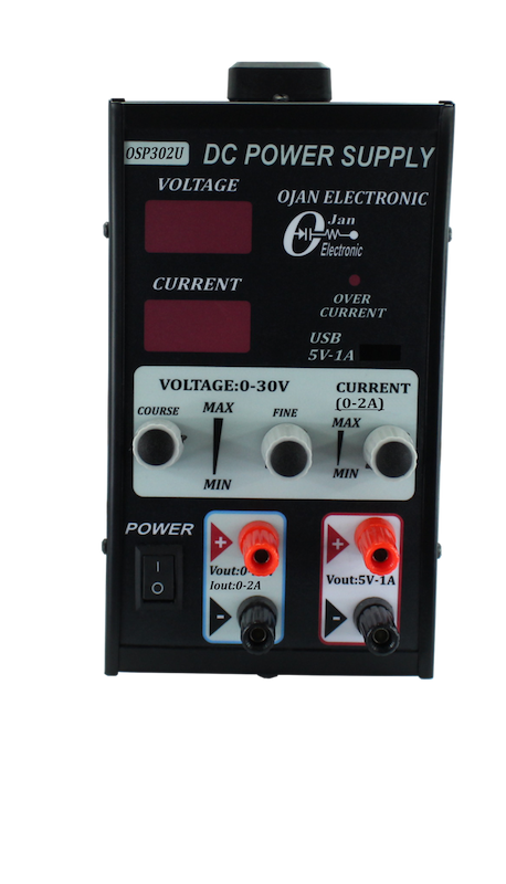 منبع تغذیه دو کاناله 30 ولت 2 آمپر (متغیر) (کانال دوم 5 ولت 1 آمپر با پورت USB) مدل OSP-302U اوژن الکتریک