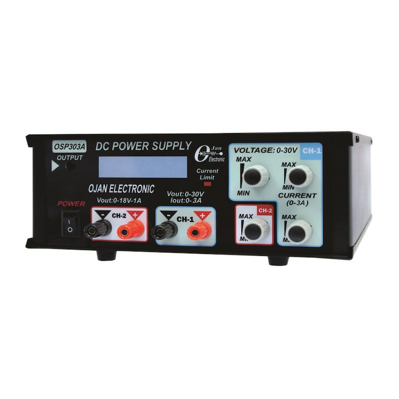 منبع تغذیه دو کاناله 30 ولت 3 آمپر (متغیر) (کانال دوم ایزوله 18 ولت 1 آمپر) مدل OSP-303A اوژن الکتریک