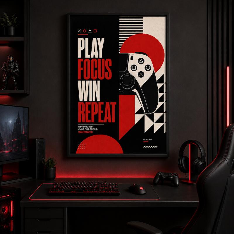 قاب گیمینگ Play Focus Win Repeat