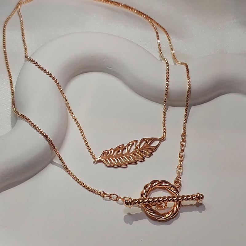 گردنبند دو ردیفه برگی