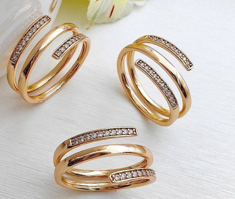 انگشتر لاین موازی نگین دار