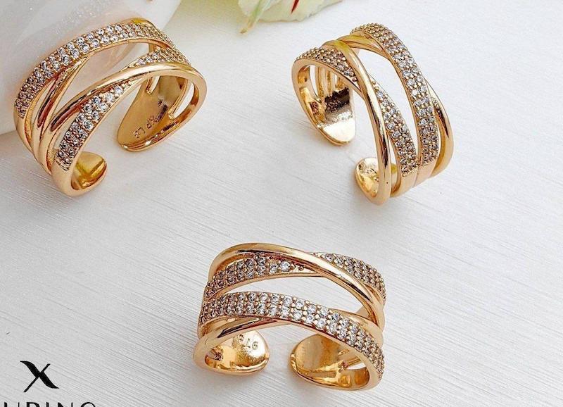 انگشتر ضربدری نگین دار