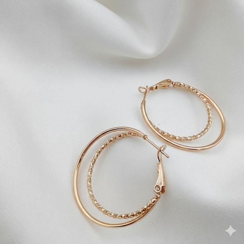 گوشواره دو حلقه ای تراشدار