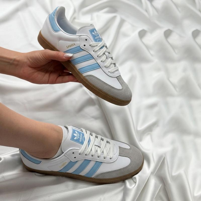 کتونی آدیداس سامبا  Adidas Samba OG White ice Blue کد OGWI
