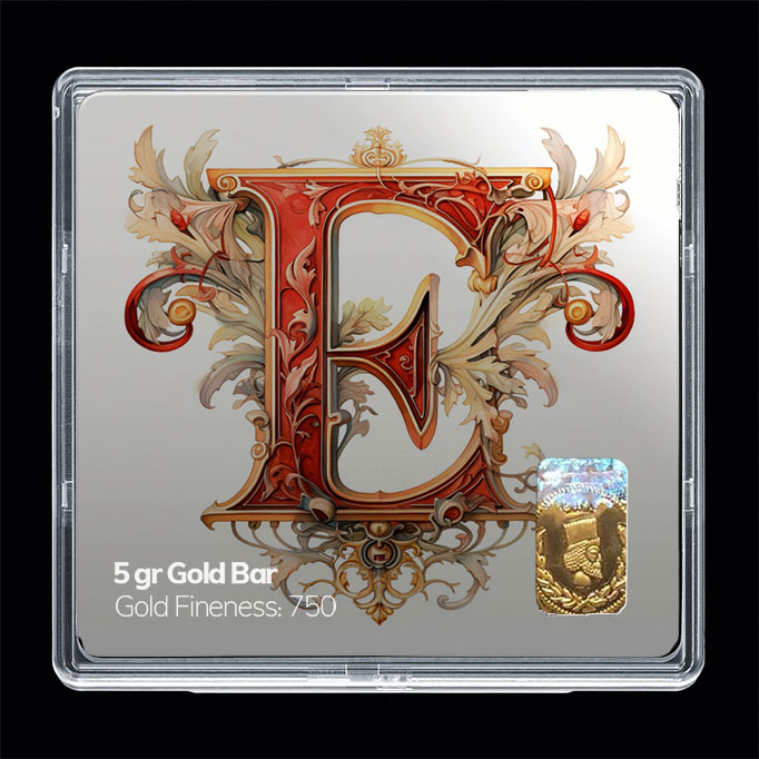 شمش طلا 18 عیار مدل حرف E کد SG10902