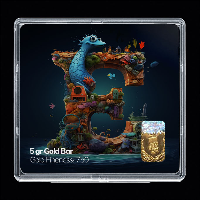 شمش طلا 18 عیار مدل حرف E کد SG10916