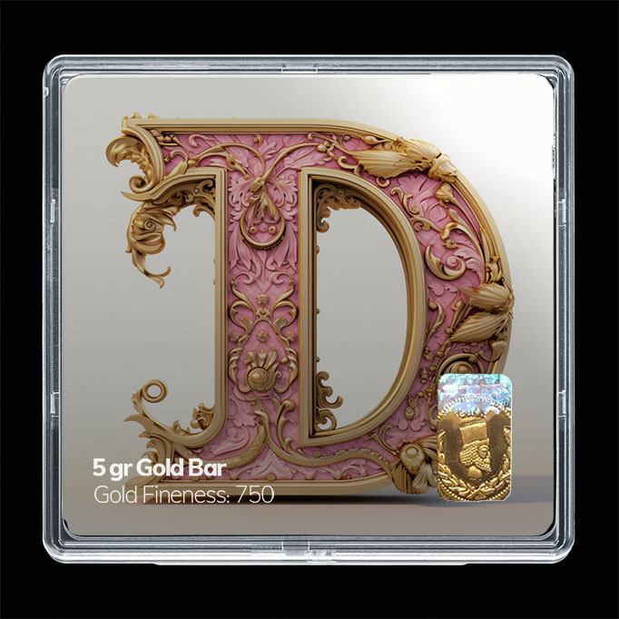 شمش طلا 18 عیار مدل حرف D کد SG10929