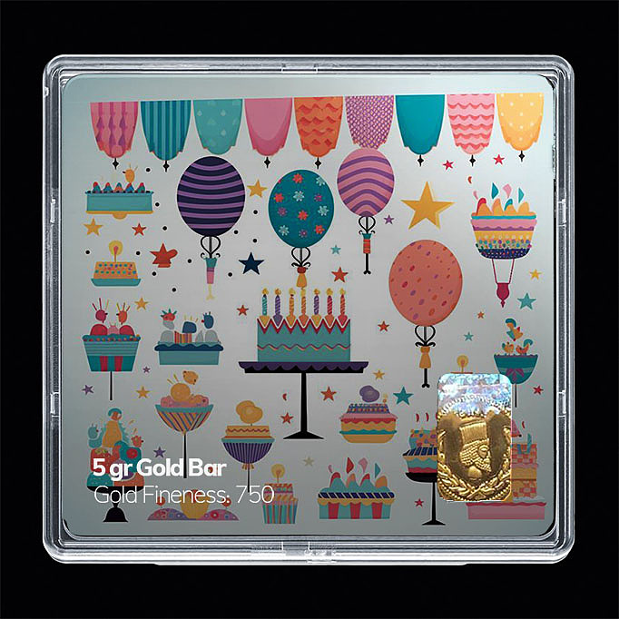 شمش طلا 18 عیار مدل تولد کد SG11046