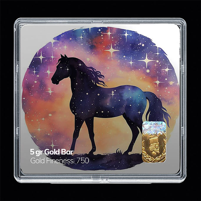 شمش طلا 18 عیار مدل اسب تک شاخ کد SG11230