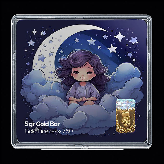 شمش طلا 18 عیار مدل ماه کد SG11348