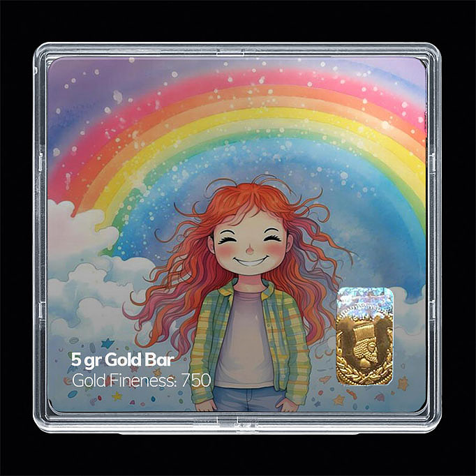 شمش طلا 18 عیار مدل رنگین کمان کد SG11349