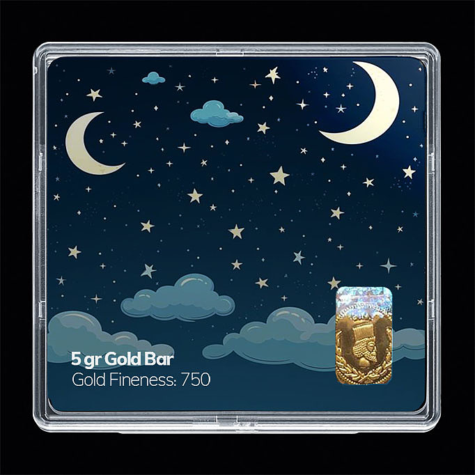 شمش طلا 18 عیار مدل ماه کد SG11355