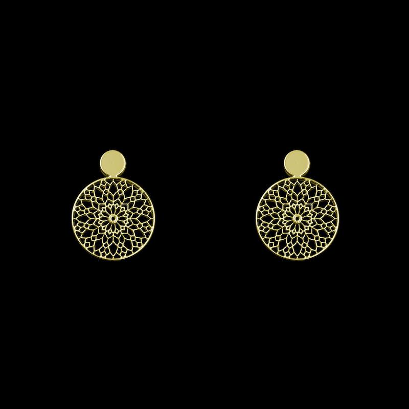 گوشواره طلا 18 عیار زنانه مدوپد مدل دایره اسلیمی کد R413