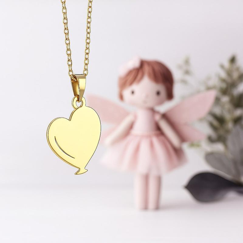 گردنبند و آویز طلا مدل قلب و بادکنک بچه گانه و دخترانه کد ZC10446