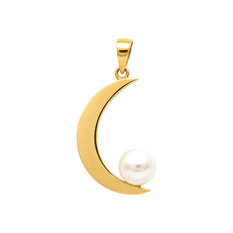 آویز طلا 18 عیار زنانه زربن مدل ماه و مروارید کد ZBA003722