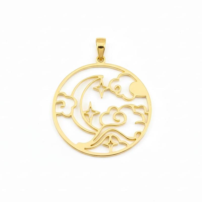 آویز طلا ۱۸ عیار ابر و ماه مدوپد