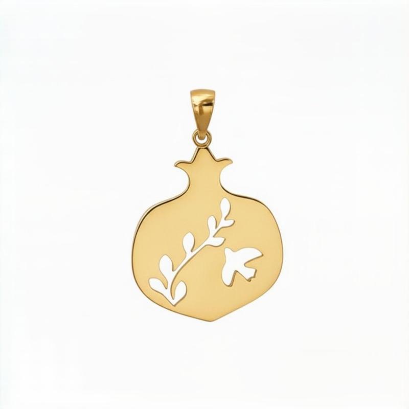 آویز طلا ۱۸ عیار برگ و انار مدوپد