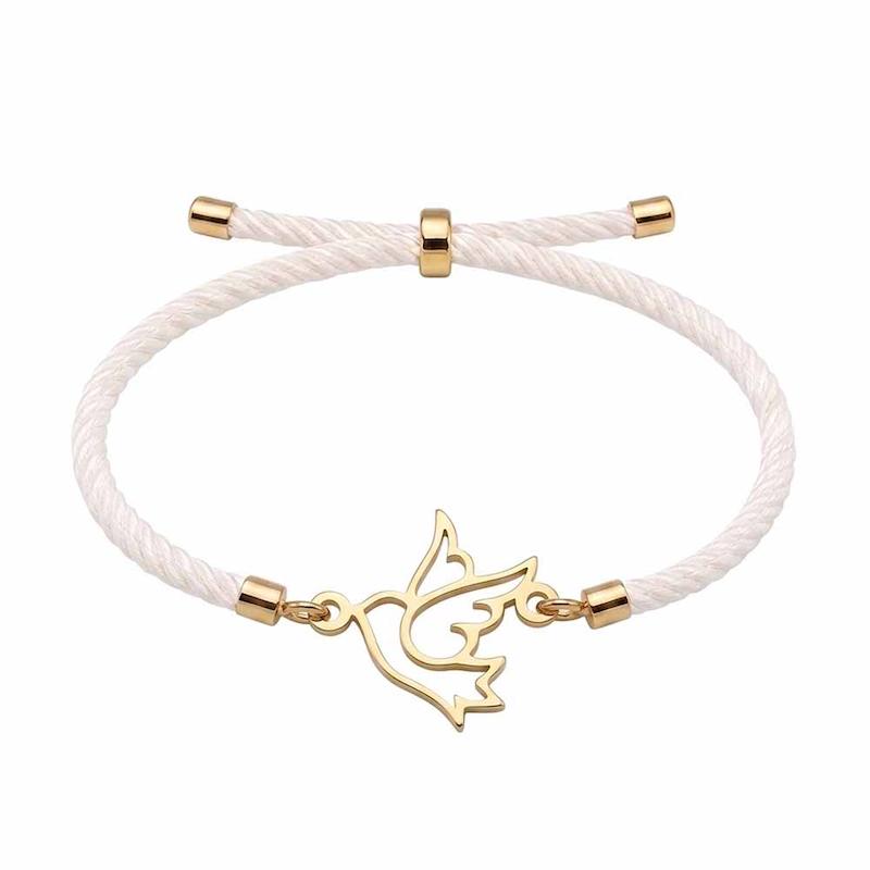 دستبند زنانه طلا ۱۸ عیار پرنده صلح کد AMo-007 مدوپد