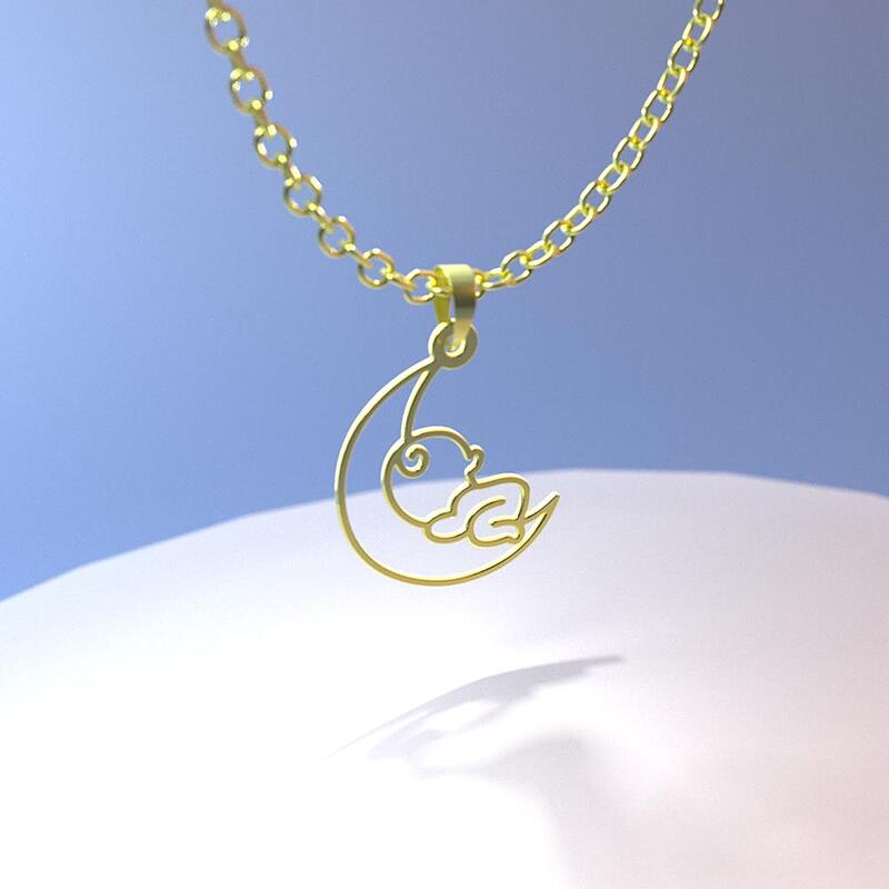گردنبند طلا مدل نوزاد و ماه کد ZC10231