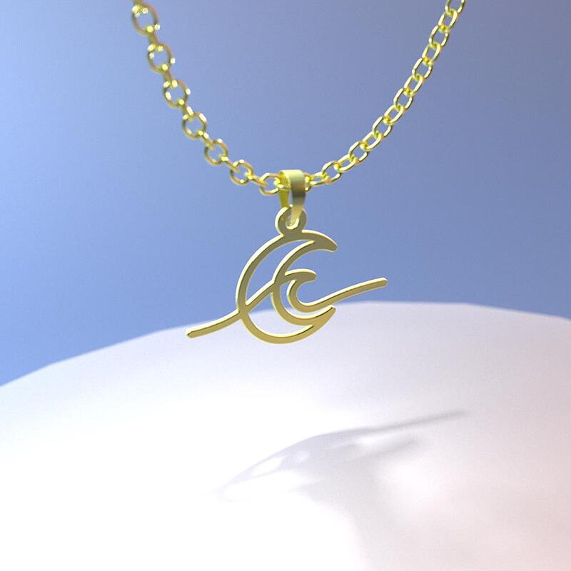 گردنبند طلا مدل موج و ماه کد ZC10370
