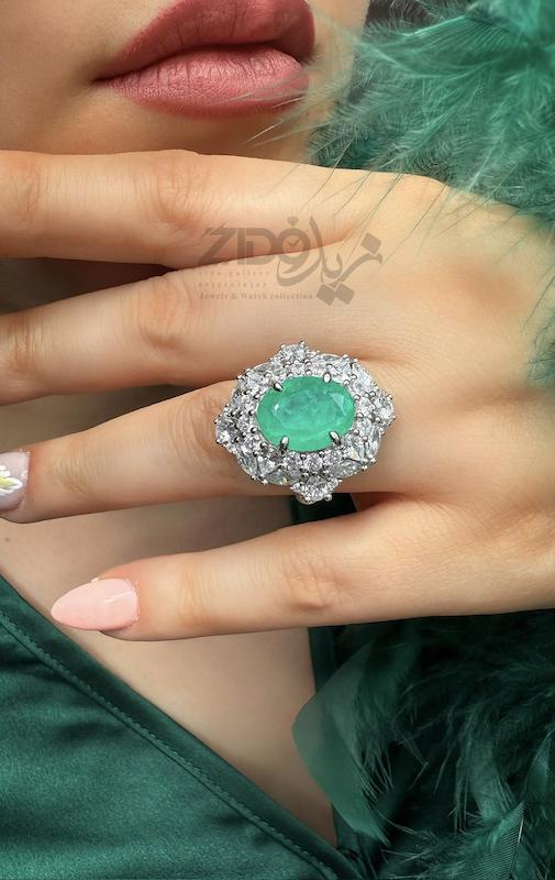 انگشتر جواهری نقره عیار ۹۲۵ دابلت مدل آنجل کد R1014
