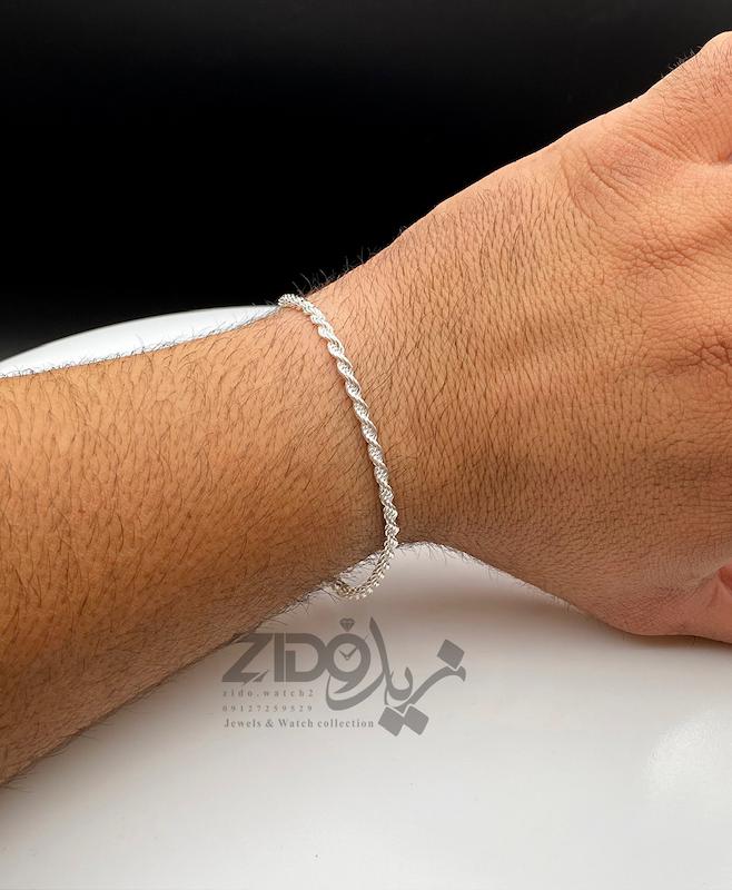دستبند مردانه نقره ایتالیایی مدل طنابی کد BT3006