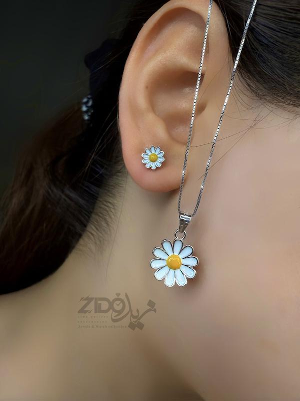 ست نقره زنانه عیار ۹۲۵ مدل بابونه کد H1013
