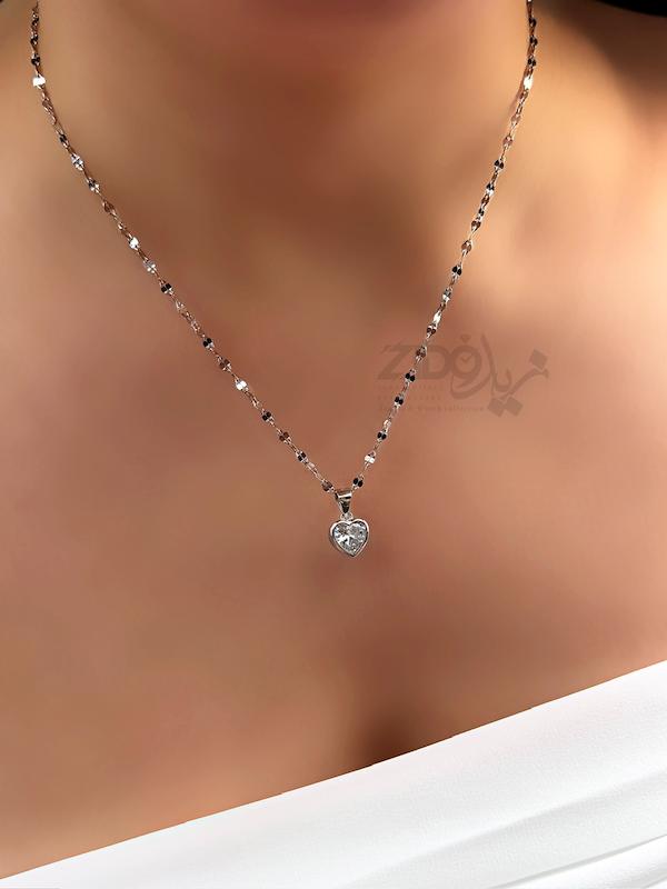 خرید پلاک و زنجیر نقره قلب