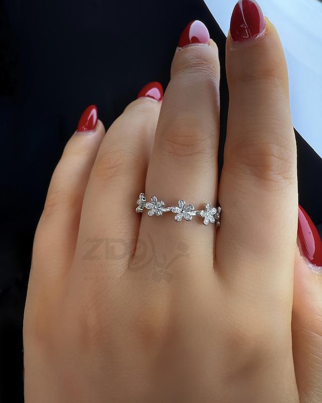 ست زنانه نقره مدل گل کد SET1008