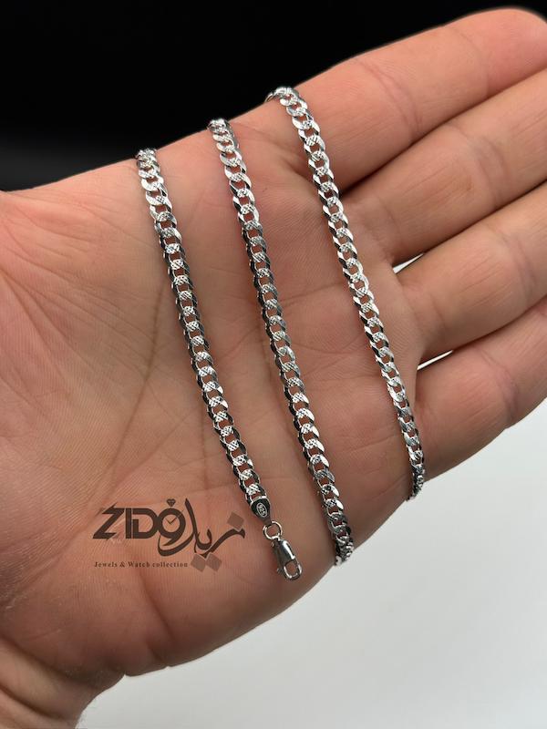 زنجیر نقره مردانه ایتالیایی مدل کارتیه تراش کد CH2149