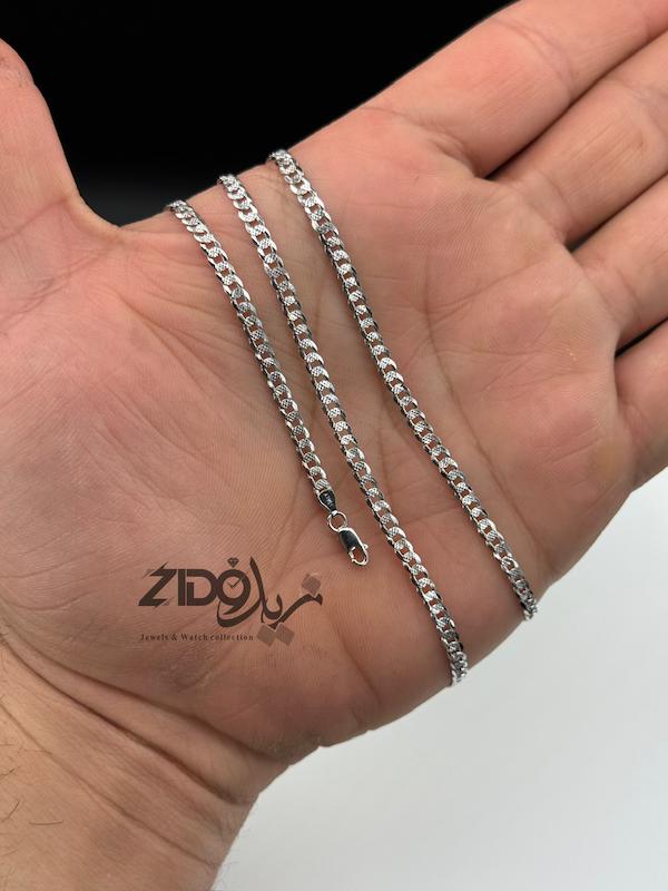 زنجیر نقره مردانه ایتالیایی مدل کارتیه تراش کد CH2150