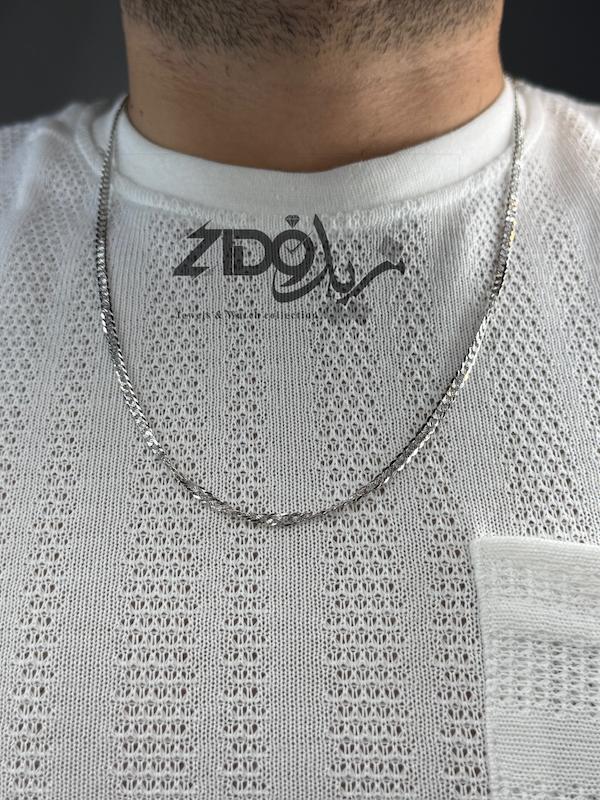 زنجیر نقره مردانه ایتالیایی مدل کارتیه تراش کد CH2150