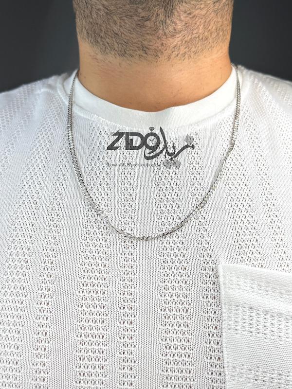 زنجیر نقره مردانه ایتالیایی مدل کارتیه تراش کد CH2150