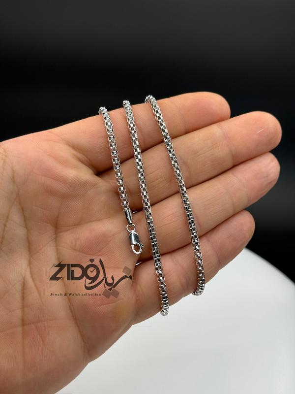 زنجیر نقره مردانه ایتالیایی مدل باکس ۸ تراش کد CH2151