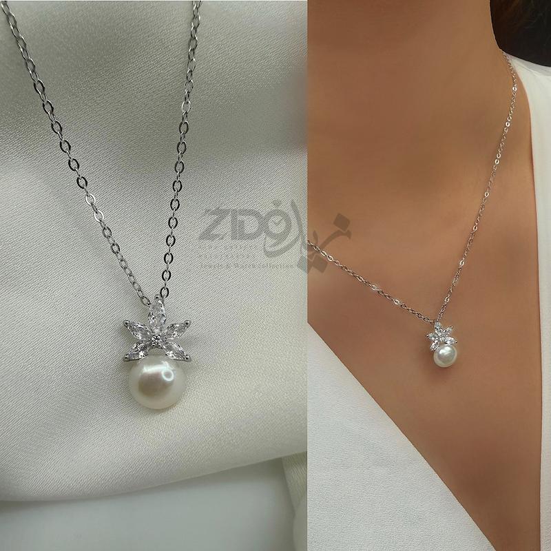 گردنبند های مروارید نقره عیار ۹۲۵ مدل باروک کد N1006