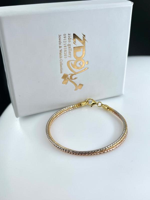 دستبند زنانه نقره ایتالیایی مدل النگویی سه رج کد B1009