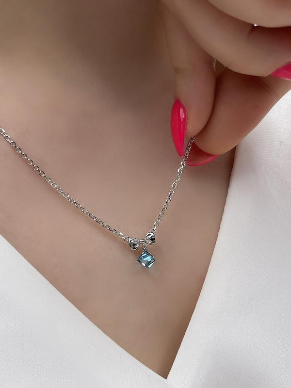 گردنبند سواروسکی نقره عیار ۹۲۵ مدل پاپیون کد SW1001/SW1002