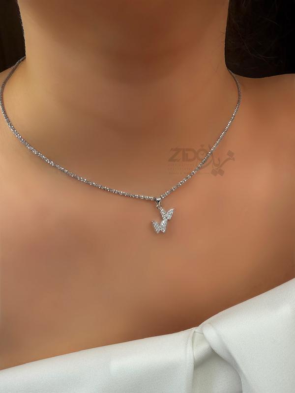 نیمست زنانه نقره مدل پروانه کد H1001