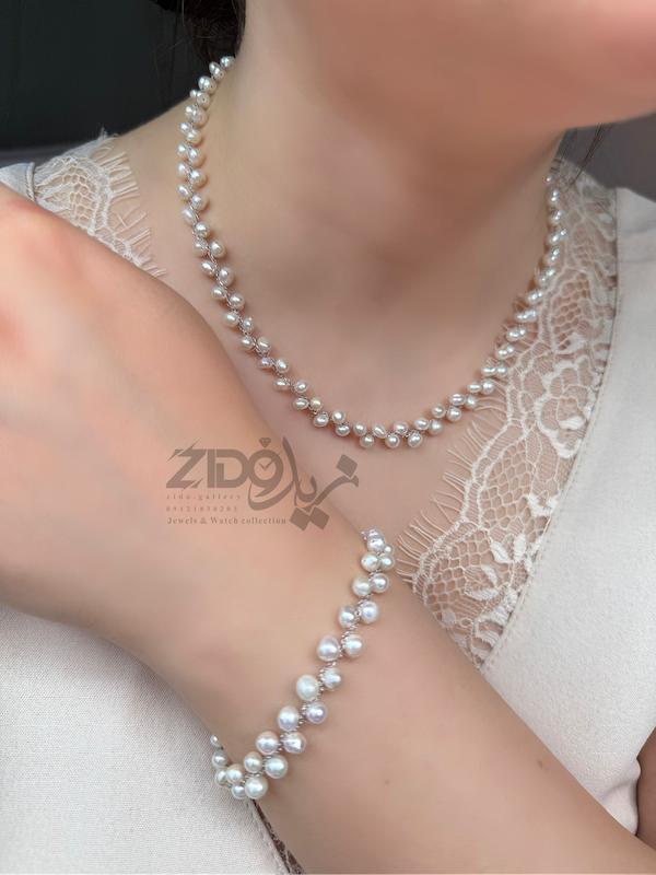 ست زنانه نقره مرواریدی مدل مارمارا کد SET1006