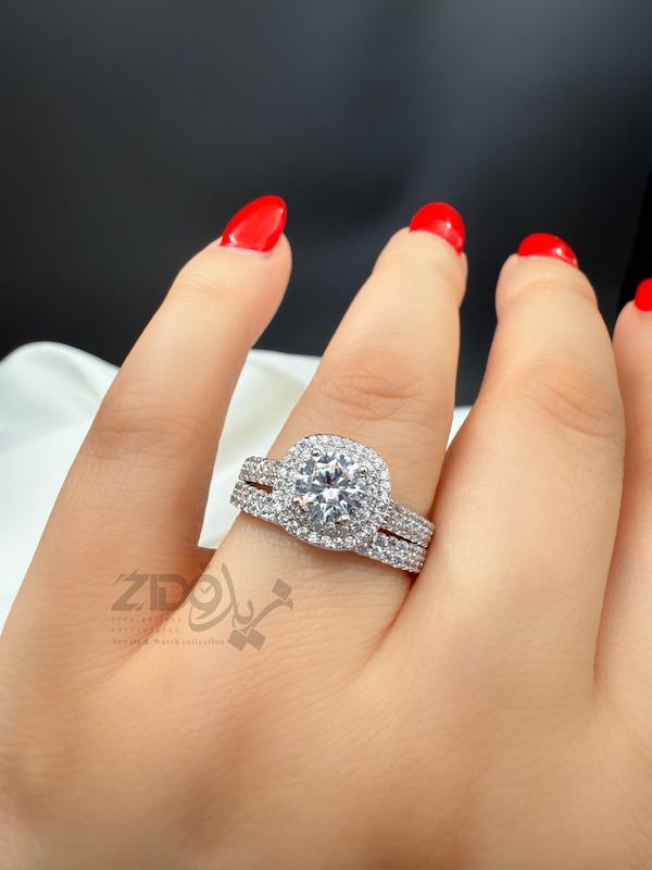 حلقه پشت حلقه نقره عیار ۹۲۵ مدل الماس کد SR1001