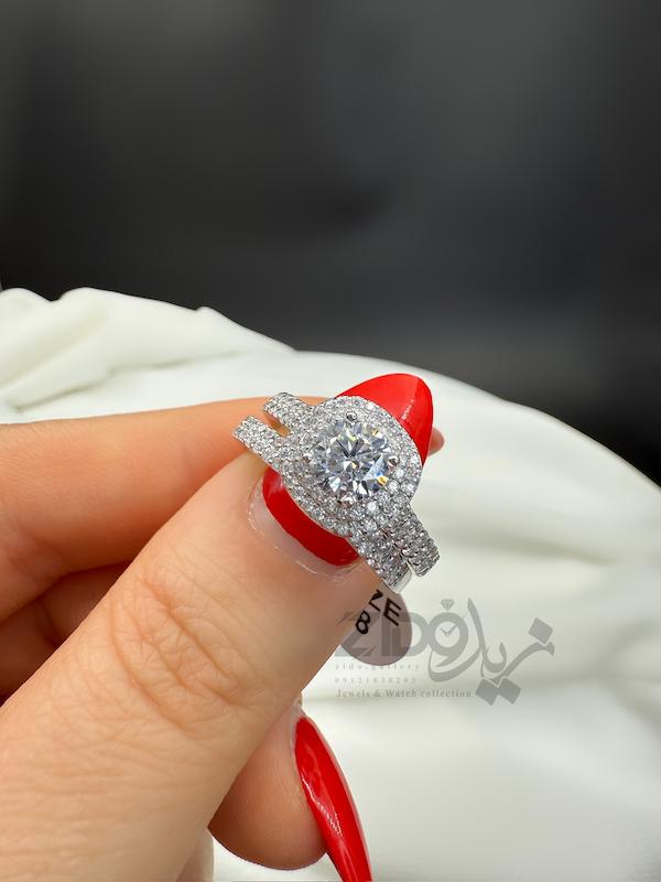 حلقه پشت حلقه نقره عیار ۹۲۵ مدل الماس کد SR1001
