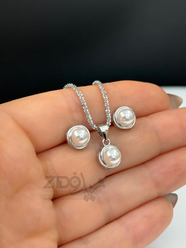 نیمست زنانه نقره مروارید کد H1006