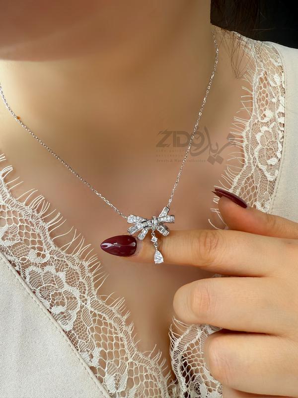 گردنبند نقره عیار ۹۲۵ مدل پاپیون کد N1011