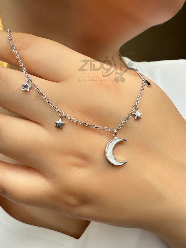 گردنبند نقره ماه و ستاره